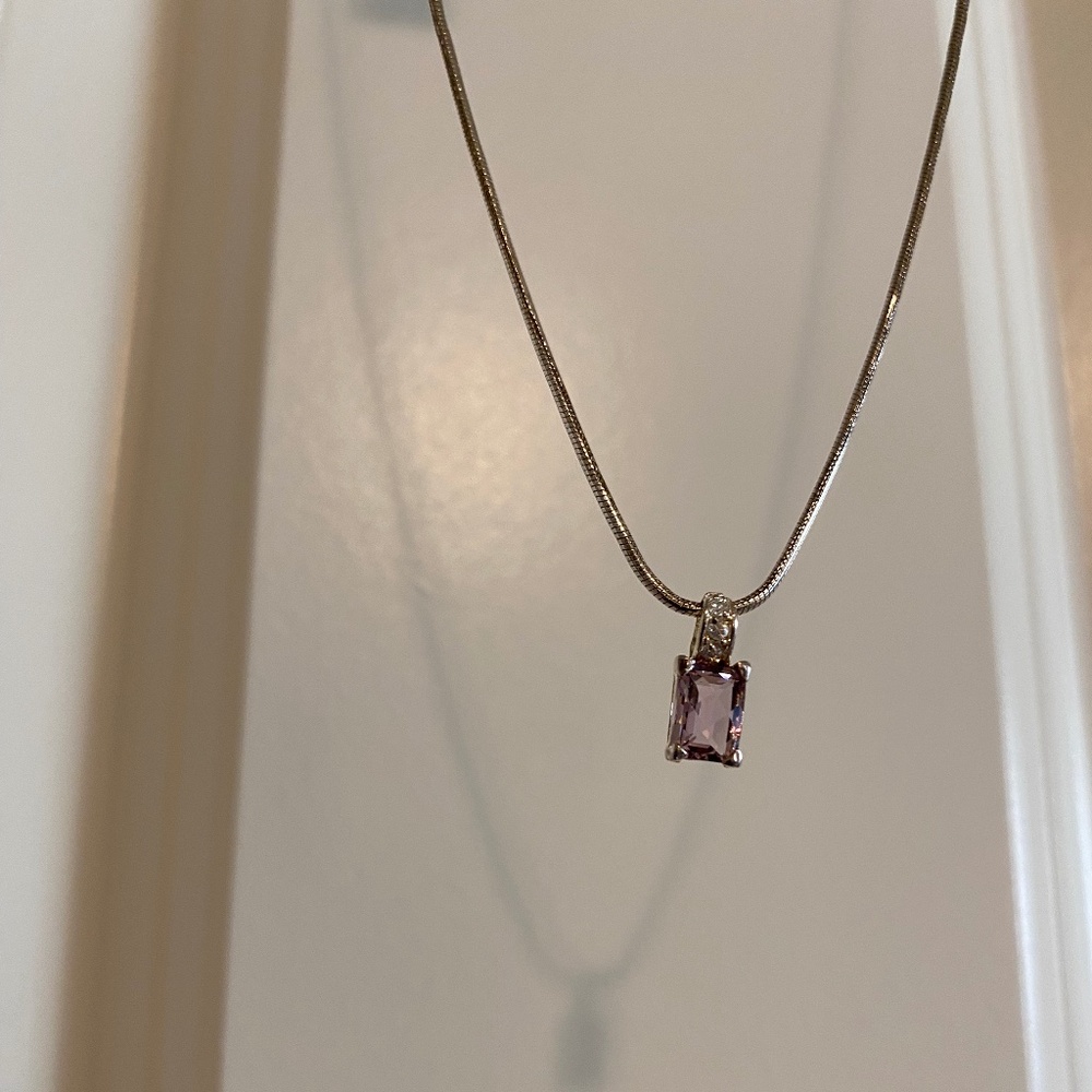 Genuine Stone Silver Tone Necklace